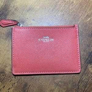 Coach Crossgrain Leather Mini Skinny ID Case in Coral